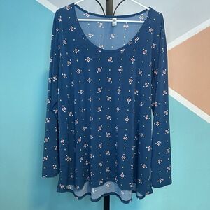 Lularoe Long Sleeve Scoop Neck Dark Blue Blouse‎ Size 3x